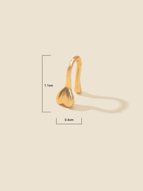 1pc Gold Silver Geometric Heart Fake Nose Ring Lip Body Piercing Stud
