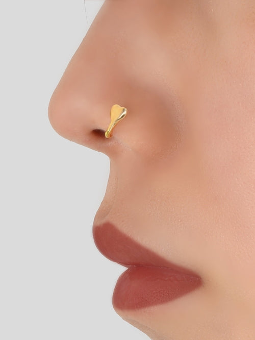 1pc Gold Silver Geometric Heart Fake Nose Ring Lip Body Piercing Stud
