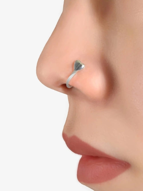 1pc Gold Silver Geometric Heart Fake Nose Ring Lip Body Piercing Stud