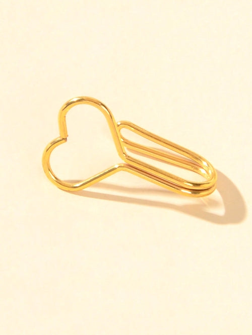 1pc Faux Lip Ear Nose Gold Metal Heart Shape Non Piercing Clip On Nose