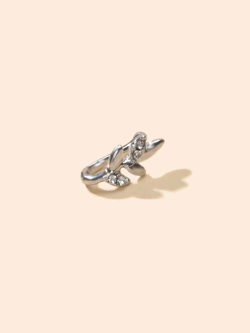 2pcs Gold Silver Rhinestone Leaf Fake Nose Ring Lip Nose Body Piercing